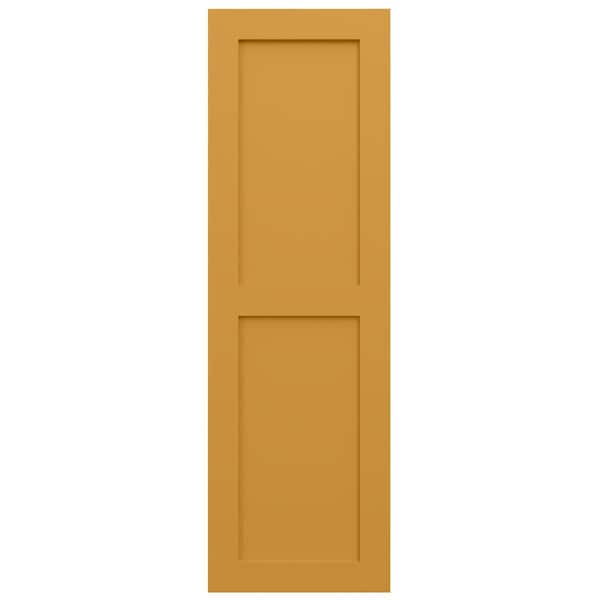 Ekena Millwork True Fit PVC Two Equal Flat Panel Shutters, Turmeric, 18W x 55H, PR - TFP101FPF18X055TU