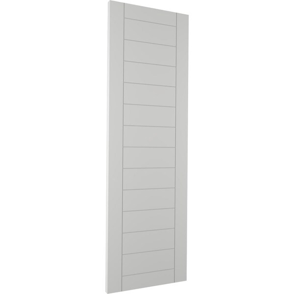 Ekena Millwork True Fit PVC Horizontal Slat Framed Modern Style Fixed Mount Shutters, Hailstorm Gray, 15W x 54H, PR - TFP001HF15X054ST