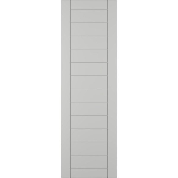 Ekena Millwork True Fit PVC Horizontal Slat Framed Modern Style Fixed Mount Shutters, Hailstorm Gray, 15W x 54H, PR - TFP001HF15X054ST