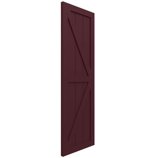 Ekena Millwork True Fit PVC Two Equal Panel Farmhouse Fixed Mount Shutters w/ Z-Bar, Wine Red , 18W x 48H, PR - TFP102FH18X048WR