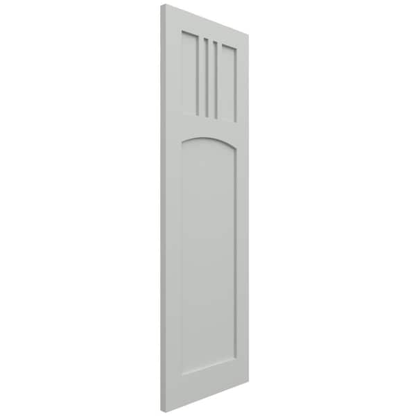Ekena Millwork True Fit PVC San Miguel Mission Style Fixed Mount Shutters, Hailstorm Gray, 15W x 50H, PR - TFP001SM15X050ST