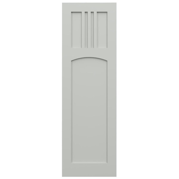 Ekena Millwork True Fit PVC San Miguel Mission Style Fixed Mount Shutters, Hailstorm Gray, 15W x 50H, PR - TFP001SM15X050ST