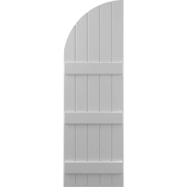 Ekena Millwork Americraft 5-Board (3 Batten) Wood Joined Board-n-Batten Shutters w/ Arch Top, ARW401BQ518X34PRH - ARW401BQ518X34PRH