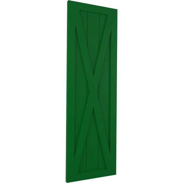 Ekena Millwork True Fit PVC Single X-Board Farmhouse Fixed Mount Shutters, Viridian Green, 18W x 28H, PR - TFP001FH18X028HG