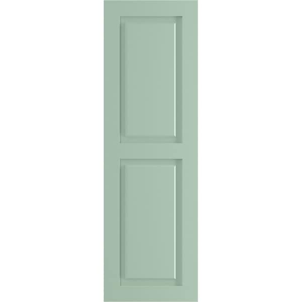 Ekena Millwork True Fit PVC, Two Equal Raised Panel Shutters, Seaglass, 15W x 66H, PR - TFP101RPF15X066SG