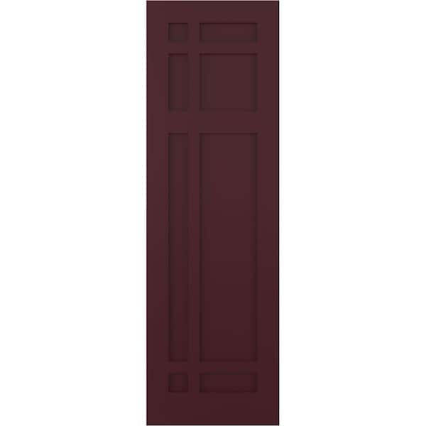Ekena Millwork True Fit PVC San Juan Capistrano Mission Style Fixed Mount Shutters, Wine Red, 12W x 74H, PR - TFP001SJ12X074WR