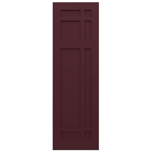 Ekena Millwork True Fit PVC San Juan Capistrano Mission Style Fixed Mount Shutters, Wine Red, 12W x 74H, PR - TFP001SJ12X074WR