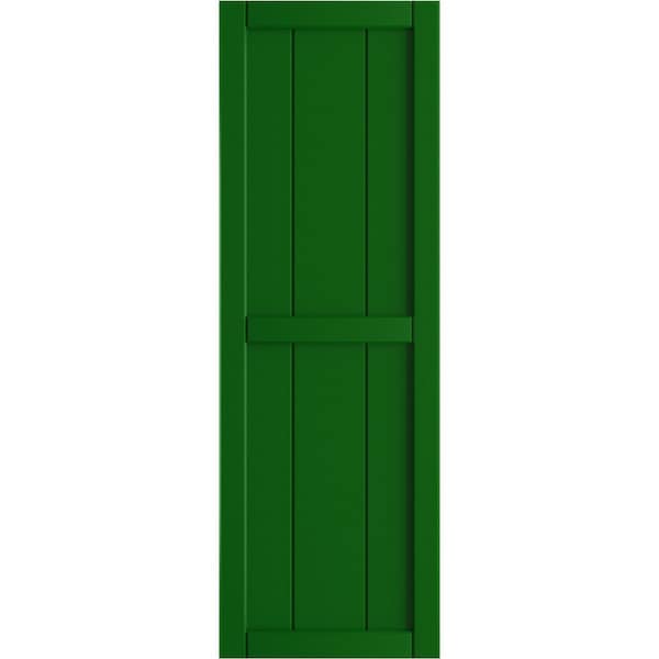 Ekena Millwork True Fit PVC, Two Board Framed Board-n-Batten Shutters, Viridian Green, 10 3/4W x 103H, PR - TFP101BF11X103HG