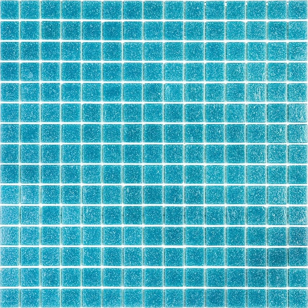 Apollo Tile Dune 12 in. x 12 in. Glossy Blue-Green Glass Mosaic Wall and Floor Tile 20 sq. ft./case, 20PK - APLSA88GN404A