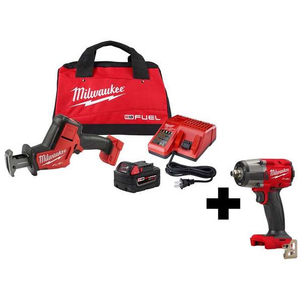 Milwaukee Tool M18 Hackzall Kit and 1/2" Impact Wrench - 2719-21, 2962-20