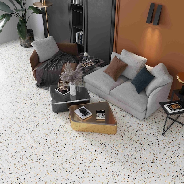 Apollo Tile 24x24 in. Honed Beige Gold Terrazzo Large Format Wall and Floor Tile 7.75 sq ft/case, 2PK - APLTRZ88MLTA