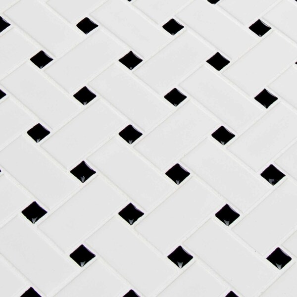 Msi Retro Weave Bianco SAMPLE Porcelain Mesh-Mounted Mosaic Tile - ZOR-MD-0217-SAM