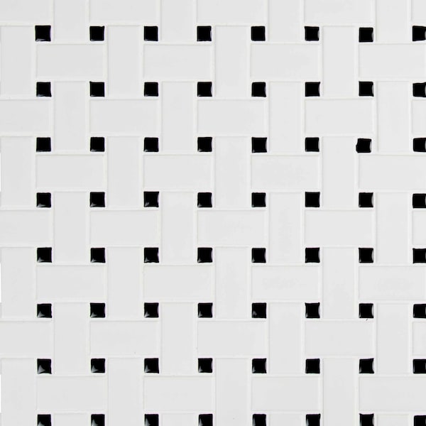 Msi Retro Weave Bianco SAMPLE Porcelain Mesh-Mounted Mosaic Tile - ZOR-MD-0217-SAM