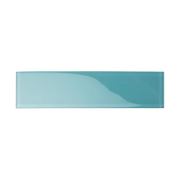 Apollo Tile 3X12 Aquamarine Glossy Subway Glass Tile 5 Sq.Ft., 20PK - APLA99041312EC107