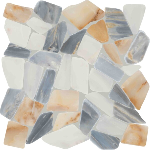 Daltile Gamma Natural Stone Pebble Wall and Floor Mosaic Tile, 10PK - M340PEBBMSHN