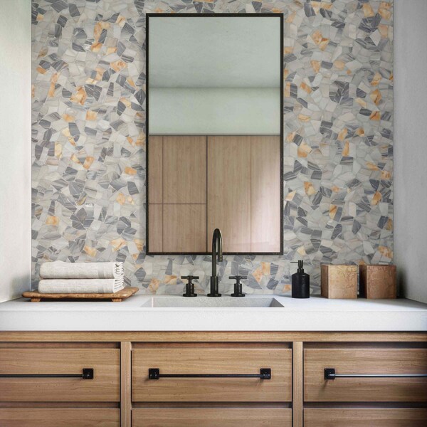 Daltile Gamma Natural Stone Pebble Wall and Floor Mosaic Tile, 10PK - M340PEBBMSHN