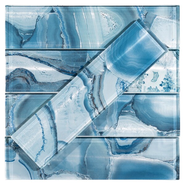 Andova Tiles ANDOVA TILES Myst 3" x 12" Glass Marble Look Subway Wall Tile, PK15 - ANDMYS248