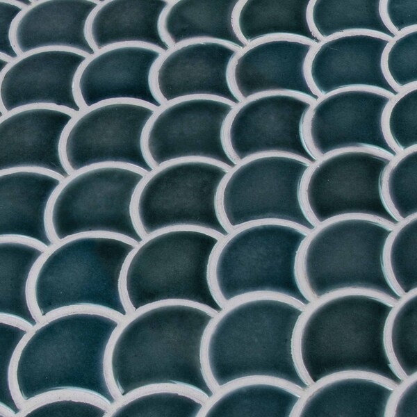 Msi Azul Scallop Glossy 13.11 In. X 9.96 In. X 8Mm Glazed Porcelain Mesh-Mounted Mosaic Tile, 10PK - ZOR-MD-0225