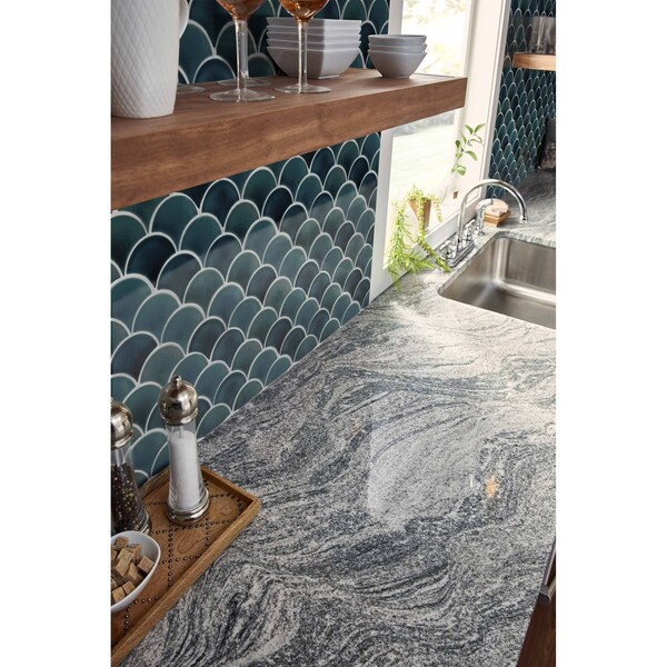 Msi Azul Scallop Glossy 13.11 In. X 9.96 In. X 8Mm Glazed Porcelain Mesh-Mounted Mosaic Tile, 10PK - ZOR-MD-0225