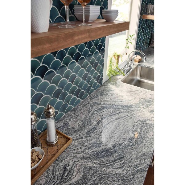 Msi Azul Scallop Glossy 13.11 In. X 9.96 In. X 8Mm Glazed Porcelain Mesh-Mounted Mosaic Tile, 10PK - ZOR-MD-0225