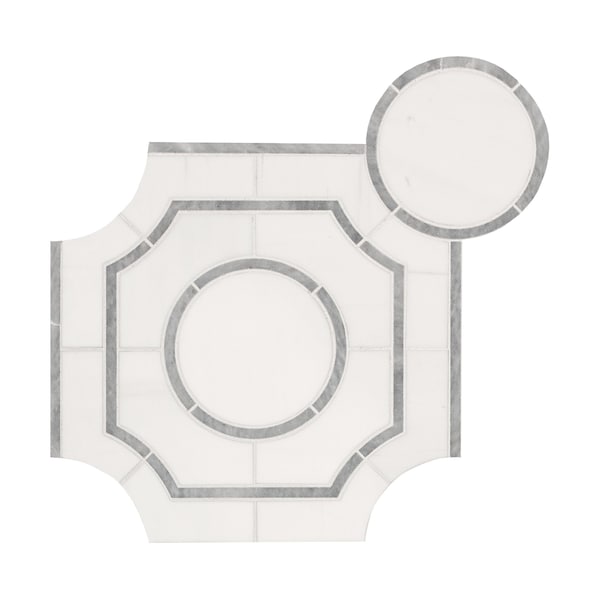 Msi Bianco Dolomite Regency Sample Polished Marble Mesh Mounted Mosaic Tile - ZOR-MD-0590-SAM