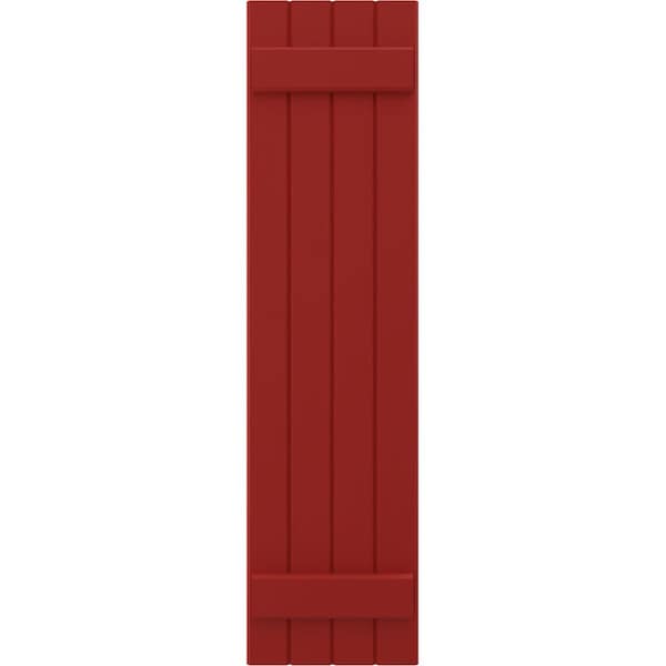 Ekena Millwork Americraft 4-Board (2 Batten) Exterior Real Wood Joined Board-n-Batten Shutters, ARW101BB414X49BRH, PR - ARW101BB414X49BRH