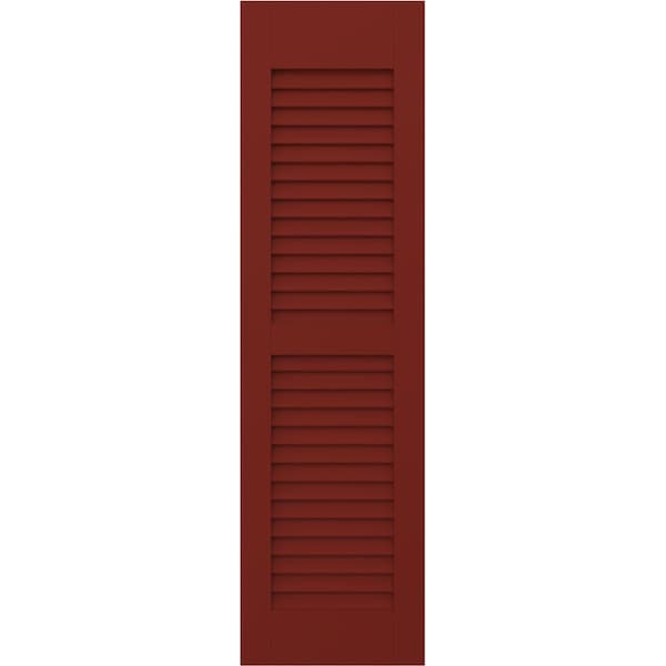 Ekena Millwork 12W x 39H Americraft Two Equal Louver Exterior Real Wood Shutters, Pepper Red, PR - RW101LV12X39MRH