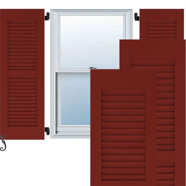 Ekena Millwork 12W x 39H Americraft Two Equal Louver Exterior Real Wood Shutters, Pepper Red, PR - RW101LV12X39MRH