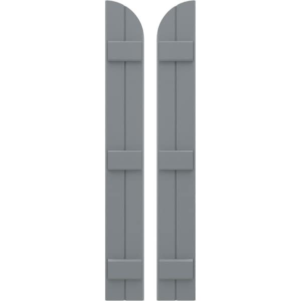 Ekena Millwork Americraft 2-Board (3 Batten) Wood Joined Board-n-Batten Shutters w/ Arch Top, ARW401BQ207X40CHH, PR - ARW401BQ207X40CHH