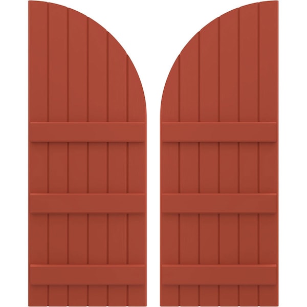 Ekena Millwork Americraft 6-Board (3 Batten) Wood Joined Board-n-Batten Shutters w/ Arch Top, ARW401BQ621X38CLH, PR - ARW401BQ621X38CLH