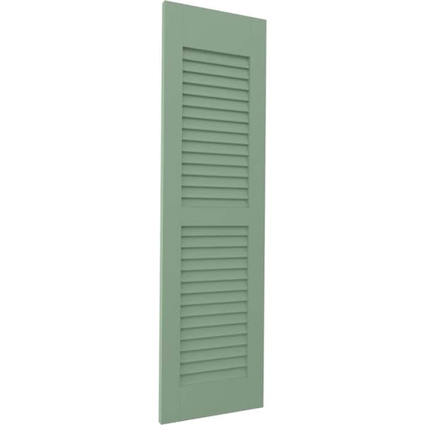 Ekena Millwork 12W x 32H Americraft Two Equal Louver Exterior Real Wood Shutters, Track Green, PR - RW101LV12X32TGH