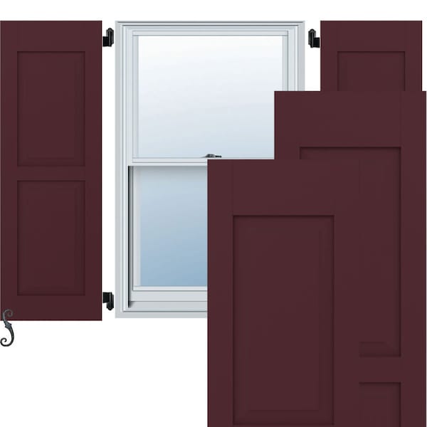 Ekena Millwork Americraft 2 Equal Raised Panel Exterior Real Wood Shutters, RW101RP12X79WRH, PR - RW101RP12X79WRH