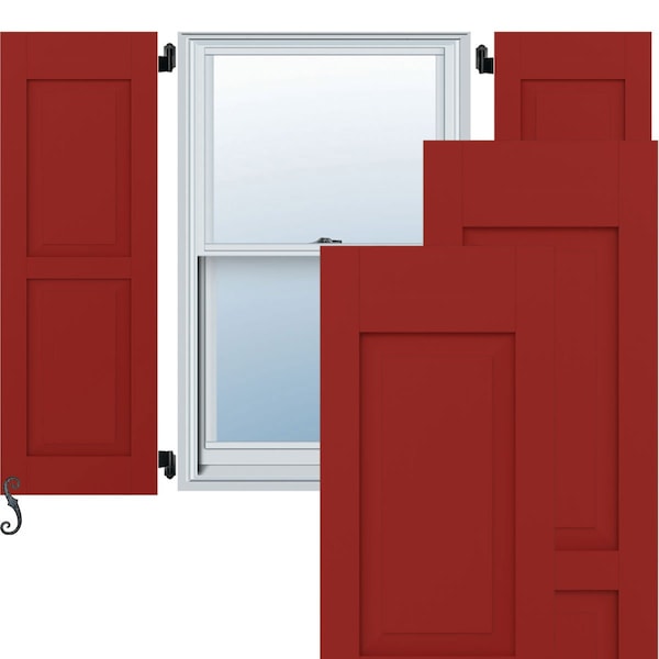 Ekena Millwork Americraft 2 Equal Raised Panel Exterior Real Wood Shutters, RW101RP12X77BRH, PR - RW101RP12X77BRH