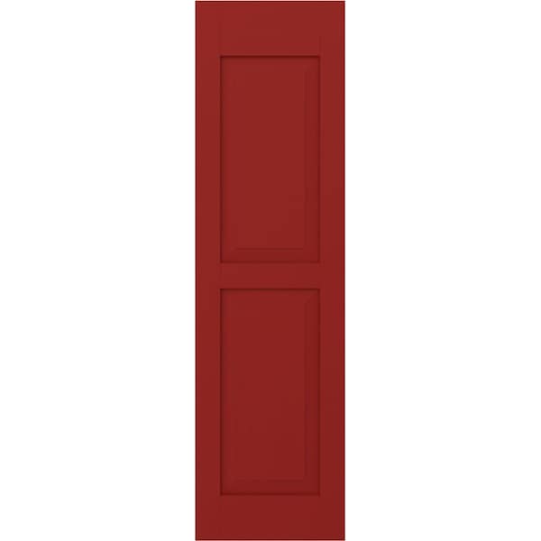 Ekena Millwork Americraft 2 Equal Raised Panel Exterior Real Wood Shutters, RW101RP12X77BRH, PR - RW101RP12X77BRH