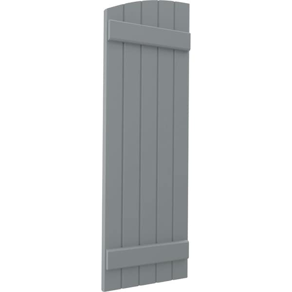 Ekena Millwork Americraft 5-Board (2 Batten) Wood Joined Board-n-Batten Shutters w/Ellipt Top, ARW101BE518X71CHH, PR - ARW101BE518X71CHH