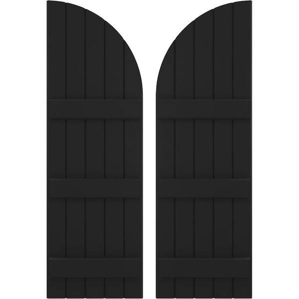 Ekena Millwork Americraft 5-Board (3 Batten) Wood Joined Board-n-Batten Shutters w/ Arch Top, ARW401BQ518X59BLH, PR - ARW401BQ518X59BLH