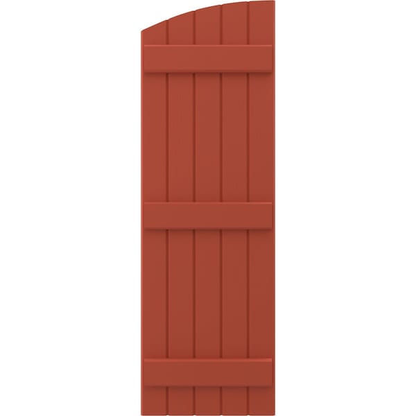 Ekena Millwork Americraft 5-Board (3 Batten) Wood Joined Board-n-Batten Shutters w/Ellipt Top, ARW401BE518X75CLH, PR - ARW401BE518X75CLH