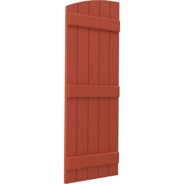 Ekena Millwork Americraft 5-Board (3 Batten) Wood Joined Board-n-Batten Shutters w/Ellipt Top, ARW401BE518X75CLH, PR - ARW401BE518X75CLH