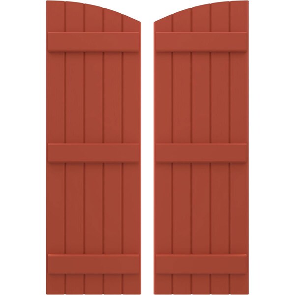 Ekena Millwork Americraft 5-Board (3 Batten) Wood Joined Board-n-Batten Shutters w/Ellipt Top, ARW401BE518X75CLH, PR - ARW401BE518X75CLH