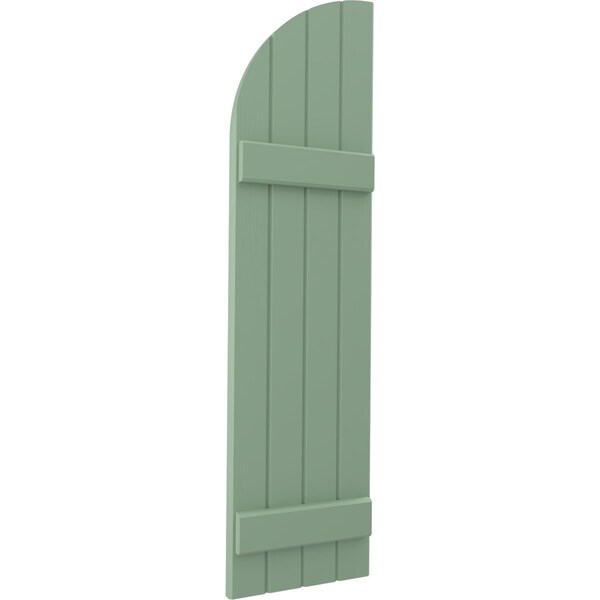 Ekena Millwork Americraft 4-Board (2 Batten) Wood Joined Board-n-Batten Shutters w/ Arch Top, ARW101BQ414X63TGH, PR - ARW101BQ414X63TGH