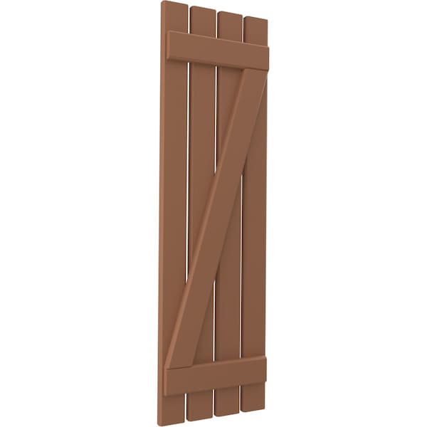 Ekena Millwork Americraft 4-Board (2 Batten) Wood Spaced Board-n-Batten Shutters w/ Z-Bar, ARW102SB415X60BTH, PR - ARW102SB415X60BTH