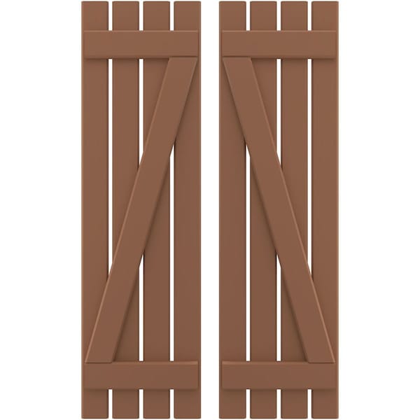Ekena Millwork Americraft 4-Board (2 Batten) Wood Spaced Board-n-Batten Shutters w/ Z-Bar, ARW102SB415X60BTH, PR - ARW102SB415X60BTH