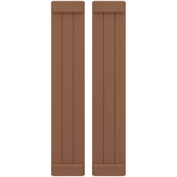 Ekena Millwork Americraft 3-Board Exterior Wood Joined Board-n-Batten Shutters w/ End Batten, ARW103BB311X62BTH, PR - ARW103BB311X62BTH