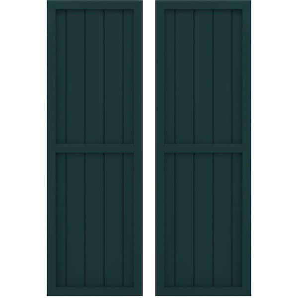 Ekena Millwork Americraft 5-Board Exterior Wood 2 Equal Panel Framed Board-n-Batten Shutters, ARW101BF518X67FGH, PR - ARW101BF518X67FGH