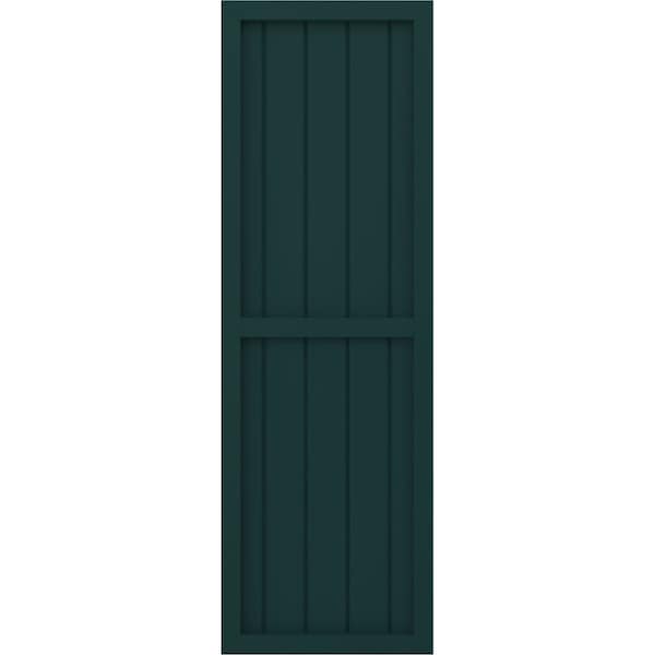 Ekena Millwork Americraft 5-Board Exterior Wood 2 Equal Panel Framed Board-n-Batten Shutters, ARW101BF518X67FGH, PR - ARW101BF518X67FGH