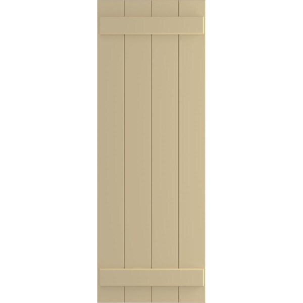 Ekena Millwork True Fit PVC, Four Board Joined Board-n-Batten Shutters, Natural Twine, 21 1/2W x 74H, PR - TFP101BBF21X074NT