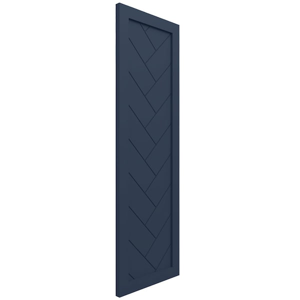 Ekena Millwork PVC Single Panel Herringbone Modern Style Fixed Mount Shutters Starless Night Blue, 18W x 51H, PR - TFP001HB18X051OB