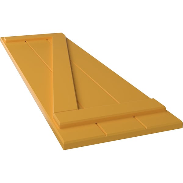 Ekena Millwork True Fit PVC, Three Board Joined Board-n-Batten Shutters w/Z-Bar, Turmeric , 16 1/8W x 40H, PR - TFP102BBF16X040TU