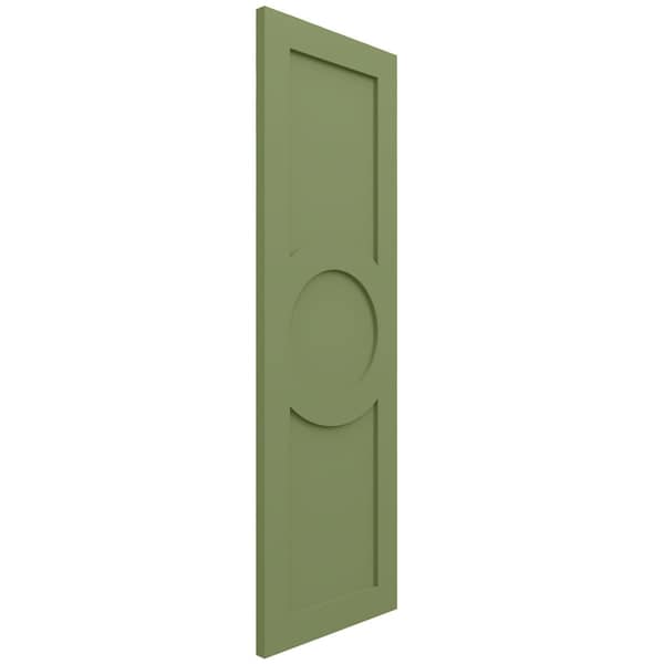 Ekena Millwork True Fit PVC Center Circle Arts & Crafts Fixed Mount Shutters, Moss Green, 12W x 47H, PR - TFP001AC12X047MG