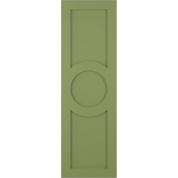 Ekena Millwork True Fit PVC Center Circle Arts & Crafts Fixed Mount Shutters, Moss Green, 12W x 47H, PR - TFP001AC12X047MG